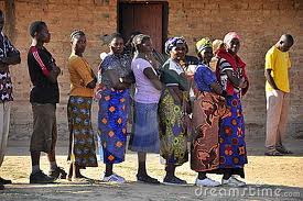 African women in a queue